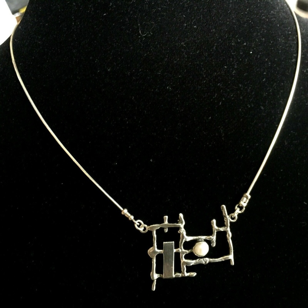 Sterling silver 925 necklace 16'' with pearl
